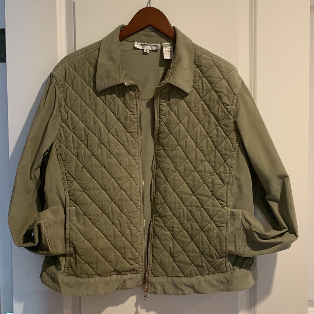 Cathy Daniels Green Corduroy Fill Zipper Jacket Size Large - Picture 6 of 14